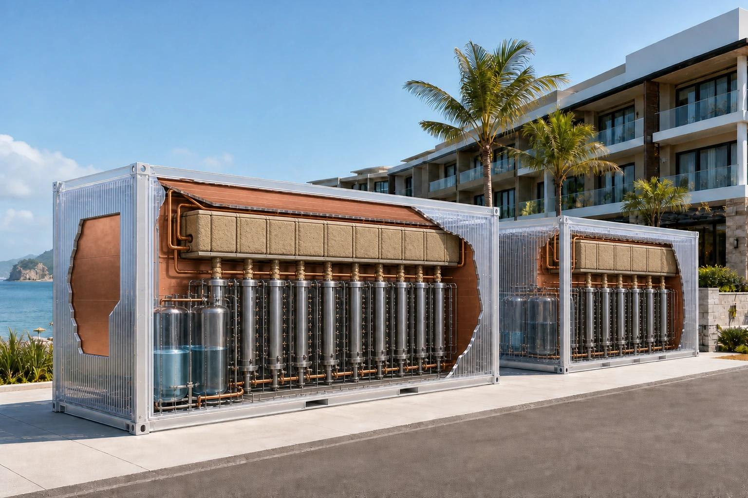 RAVERK ATLAS-1 commercial modular water units with Fresnel-lens bodies